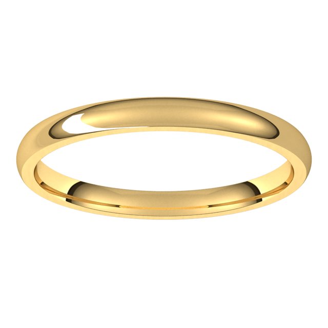 10K Yellow Gold 2 mm Lightweight Comfort-Fit Half Round Band Size 8