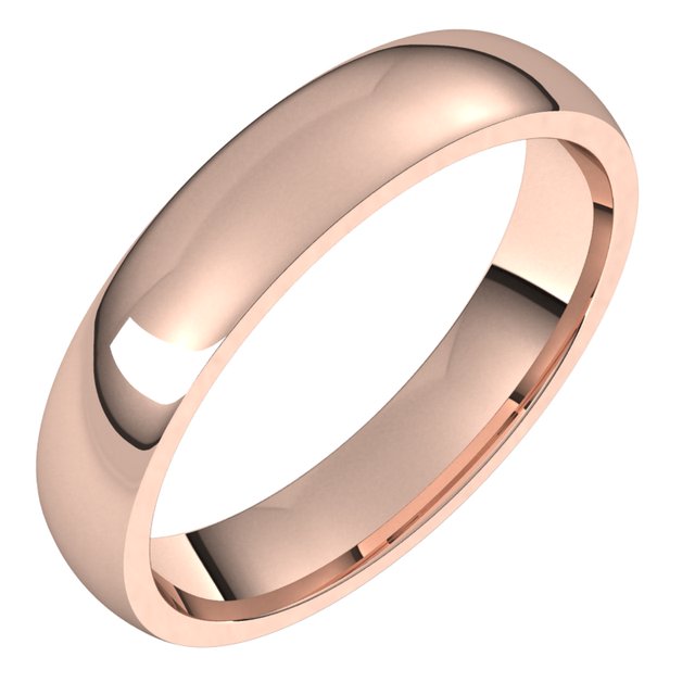 10K Rose Gold 4 mm Lightweight Comfort-Fit Half Round Band Size 10.5