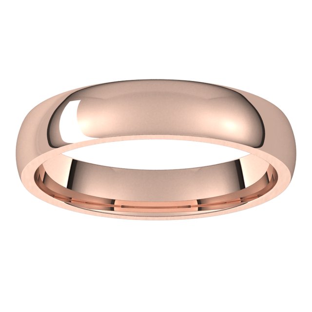 10K Rose Gold 4 mm Lightweight Comfort-Fit Half Round Band Size 10.5