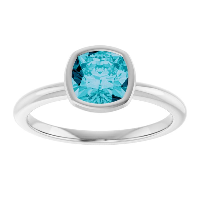 14K White Gold Natural London Blue Topaz Ring