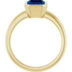 14K Yellow Gold 8x6 mm Lab-Grown Blue Sapphire Bezel-Set Ring