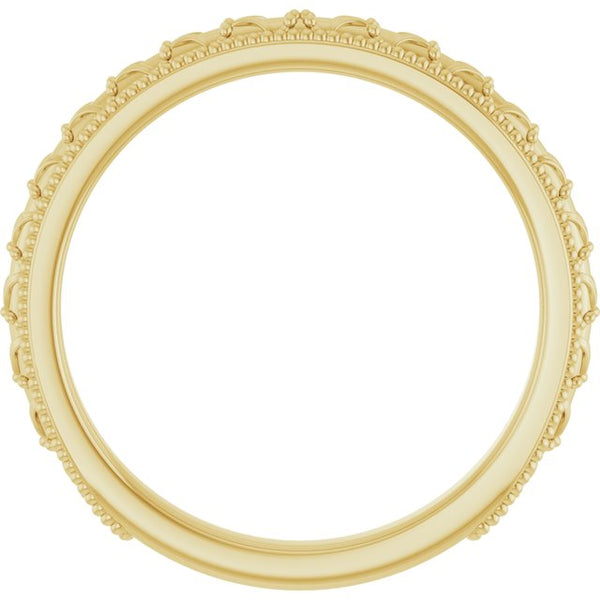 14K Yellow Gold 2.5 mm Milgrain Sculptural Comfort-Fit Band