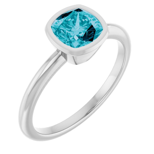 14K White Gold Natural London Blue Topaz Ring