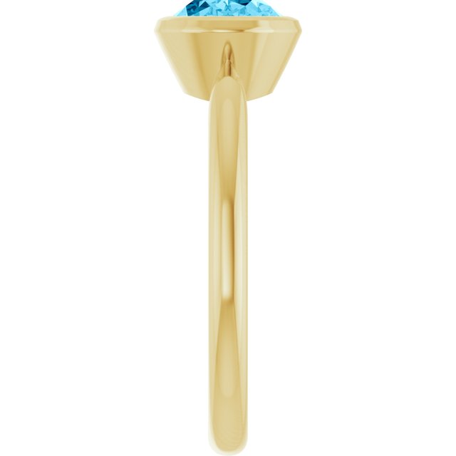 14K Yellow Gold Natural Aquamarine Solitaire Ring