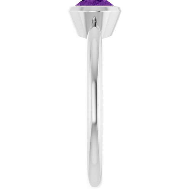 Sterling Silver Natural Amethyst Solitaire Ring