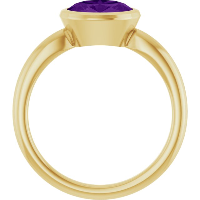 14K Yellow Gold Natural Amethyst Solitaire Ring