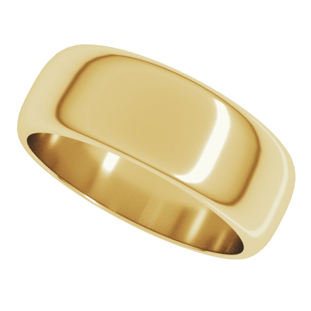 14K Yellow Gold 7 mm Half Round Band Size 12