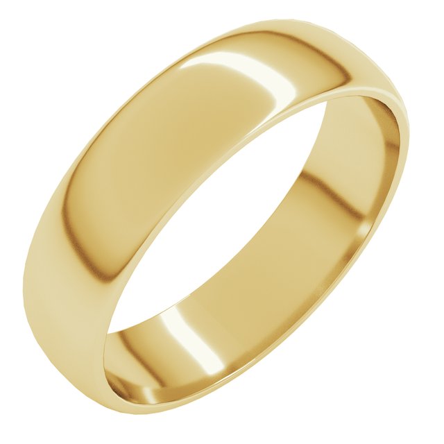 14K Yellow Gold 5 mm Lightweight Half Round Band Size 7