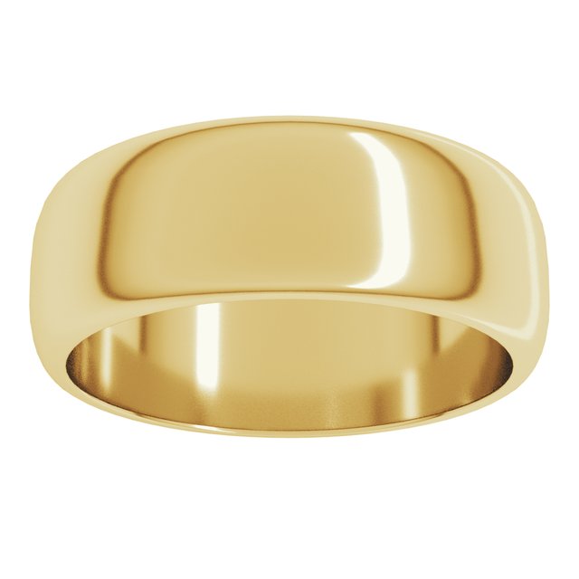 14K Yellow Gold 7 mm Half Round Band Size 12