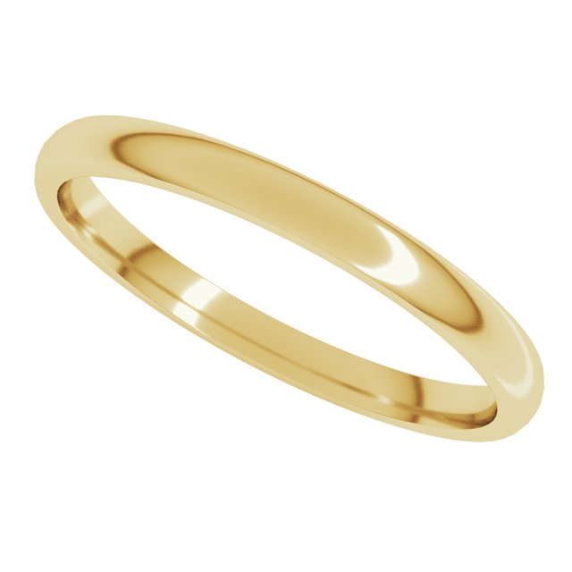 10K Yellow Gold 2 mm Lightweight Comfort-Fit Half Round Band Size 8