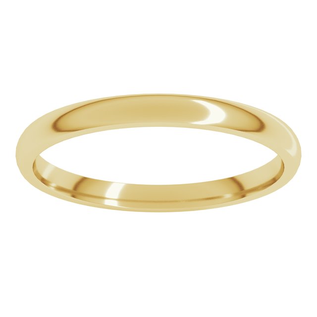 10K Yellow Gold 2 mm Lightweight Comfort-Fit Half Round Band Size 8