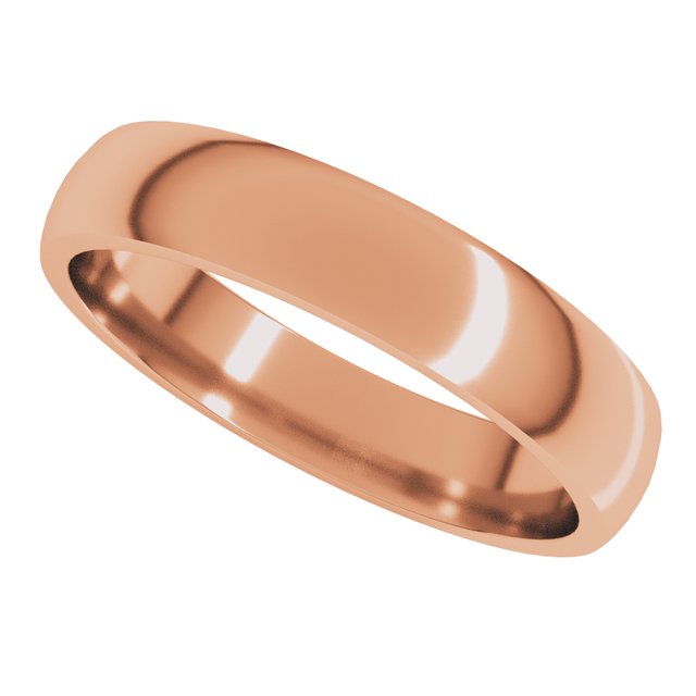 10K Rose Gold 4 mm Lightweight Comfort-Fit Half Round Band Size 10.5