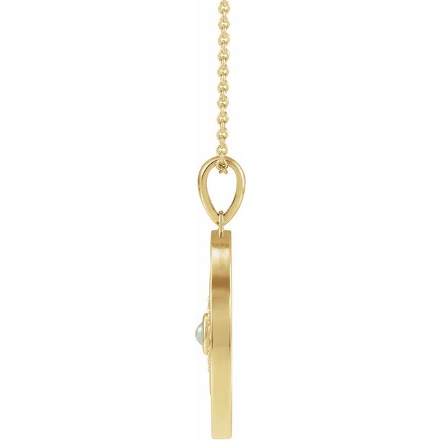 14K Yellow Gold Natural Ethiopian Opal & 1/6 CTW Natural Diamond Evil Eye 16-18" Necklace