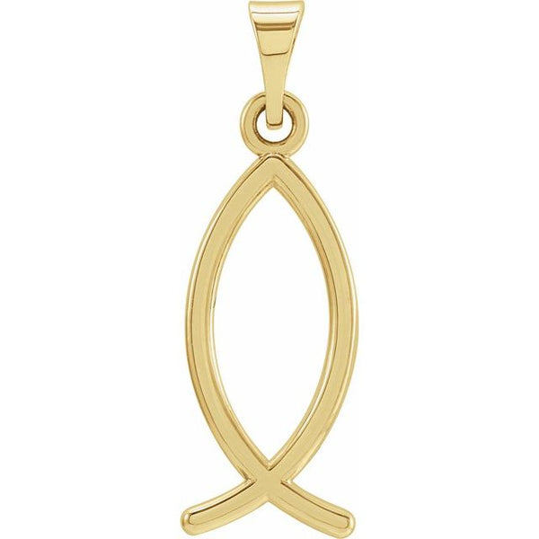 14K Yellow Gold 21x7.5 mm Ichthus (Fish) Pendant 