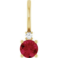 14K Yellow Gold Natural Ruby & .015 CT Natural Diamond Charm/Pendant