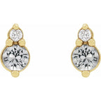 14K Yellow Gold Natural White Sapphire & .03 CTW Natural Diamond Earrings